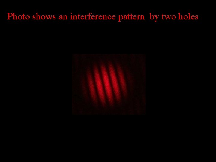 Photo shows an interference pattern by two holes 46 