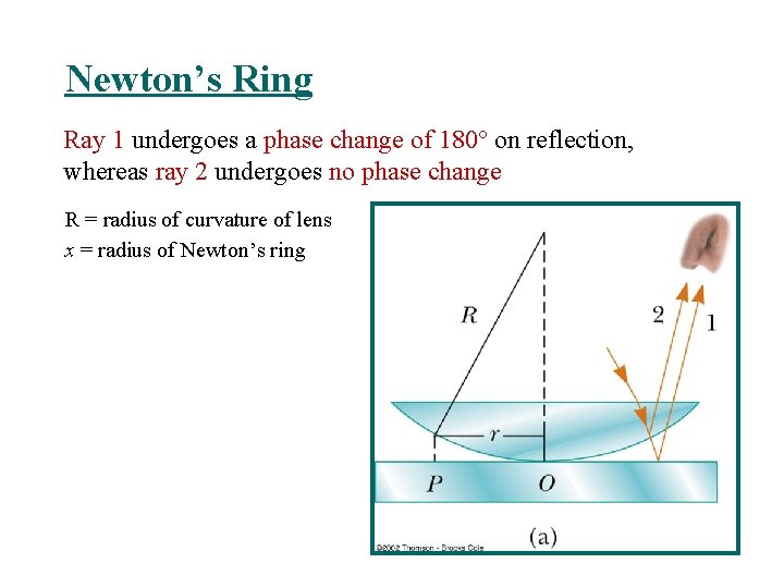 Newton’s Ring Ray 1 undergoes a phase change of 180 on reflection, whereas ray