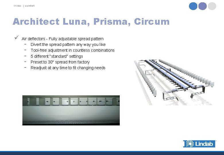 lindab | comfort Architect Luna, Prisma, Circum ü Air deflectors - Fully adjustable spread