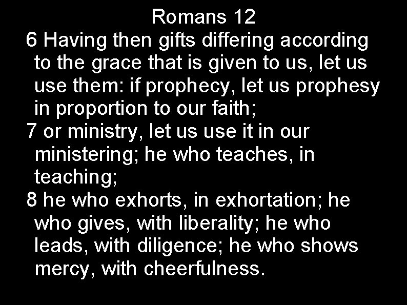 Romans 12 6 Having then gifts differing according to the grace that is given