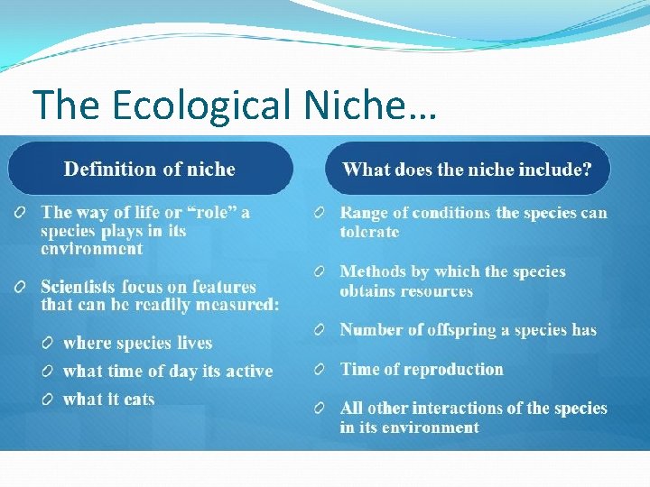 The Ecological Niche… 