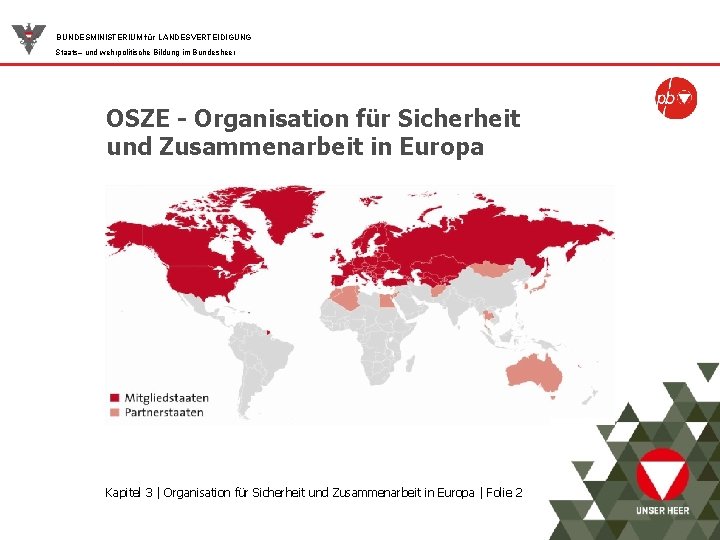 BUNDESMINISTERIUM für LANDESVERTEIDIGUNG Staats– und wehrpolitische Bildung im Bundesheer OSZE - Organisation für Sicherheit