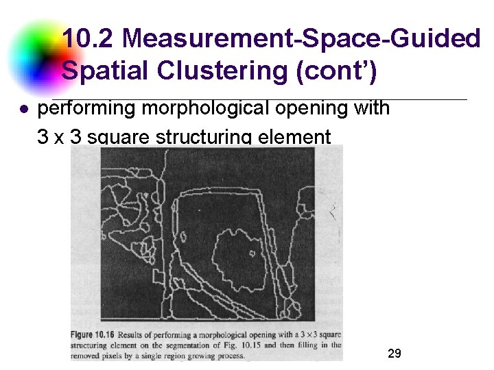 10. 2 Measurement-Space-Guided Spatial Clustering (cont’) l performing morphological opening with 3 x 3