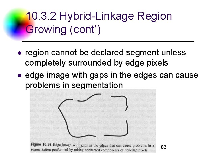 10. 3. 2 Hybrid-Linkage Region Growing (cont’) l l region cannot be declared segment