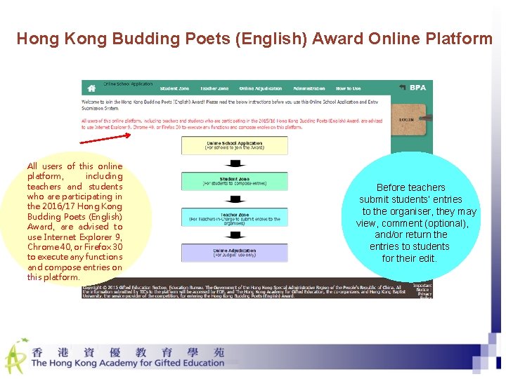  Hong Kong Budding Poets (English) Award Online Platform All users of this online