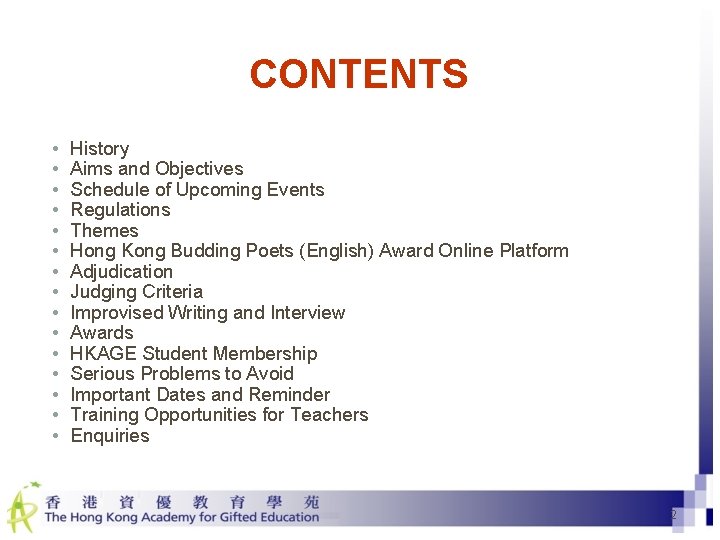 CONTENTS • • • • History Aims and Objectives Schedule of Upcoming Events Regulations