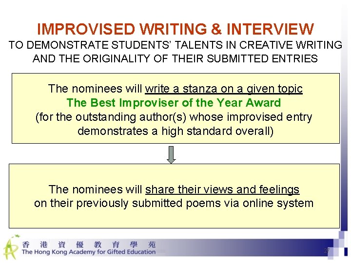 IMPROVISED WRITING & INTERVIEW TO DEMONSTRATE STUDENTS’ TALENTS IN CREATIVE WRITING AND THE ORIGINALITY