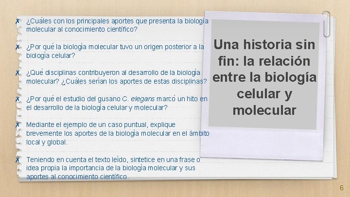 ✗ ¿Cua les con los principales aportes que presenta la biología molecular al conocimiento