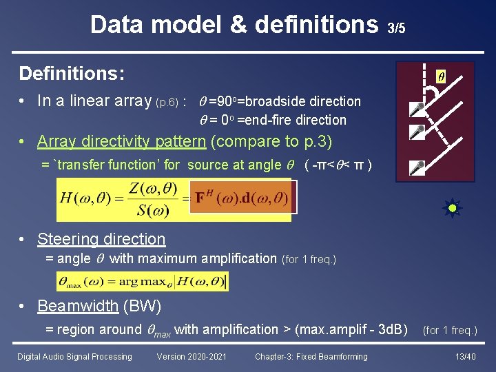 Data model & definitions 3/5 Definitions: • In a linear array (p. 6) :