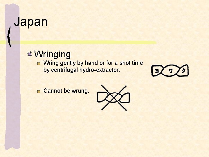 Japan Wringing Wring gently by hand or for a shot time by centrifugal hydro-extractor.