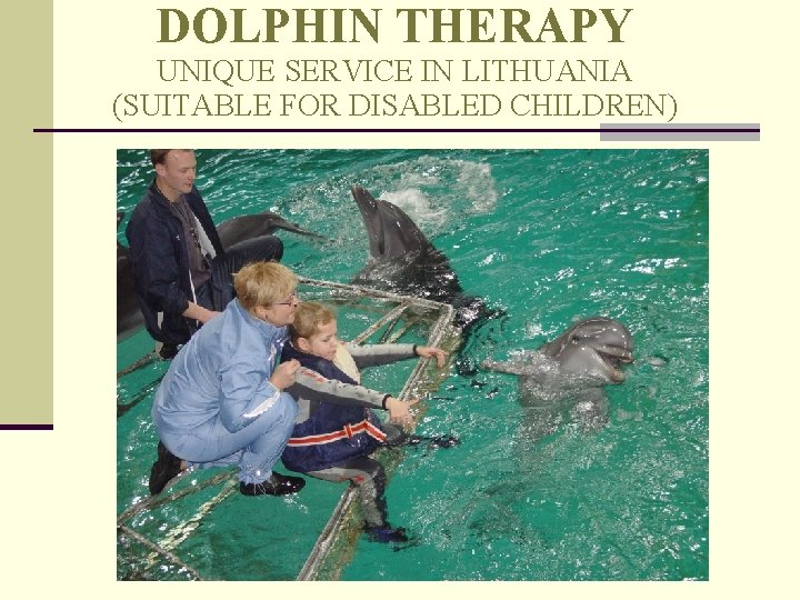 DOLPHIN THERAPY UNIQUE SERVICE IN LITHUANIA (SUITABLE FOR DISABLED CHILDREN) DOLPHIN THERAPY UNIQUE SERVICE IN LITHUANIA (SUITABLE FOR DISABLED CHILDREN)
