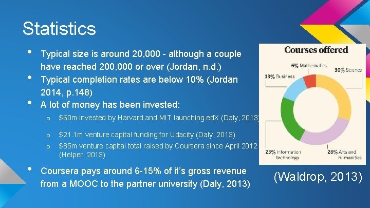 Statistics • • Typical size is around 20, 000 - although a couple have