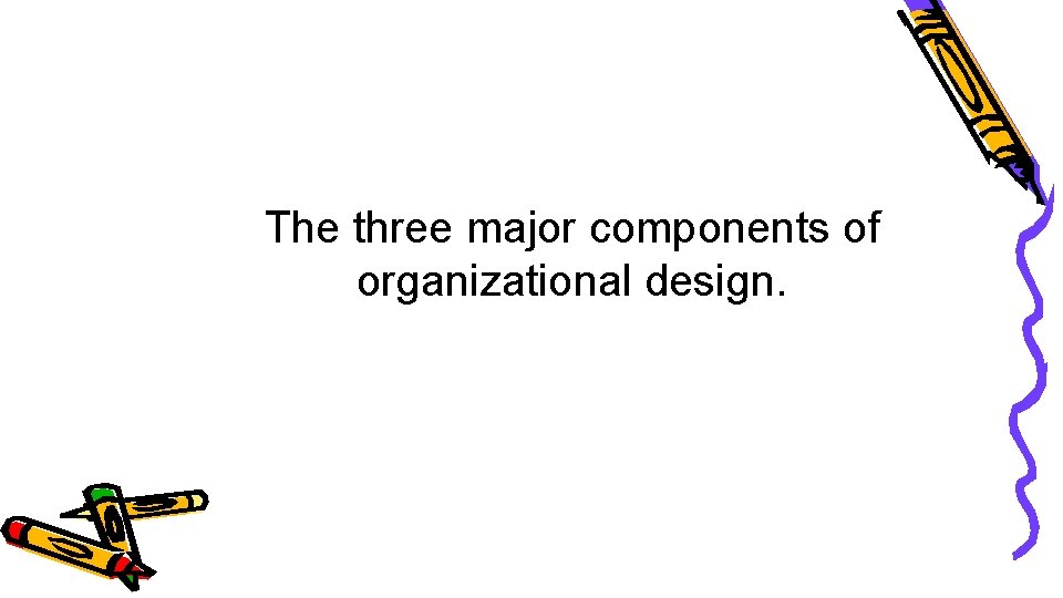 The three major components of organizational design. 