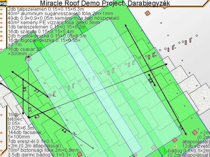 Miracle Roof Demo Project: Darabjegyzék 2 db talpszelemen 0. 15× 6. 3 m 40