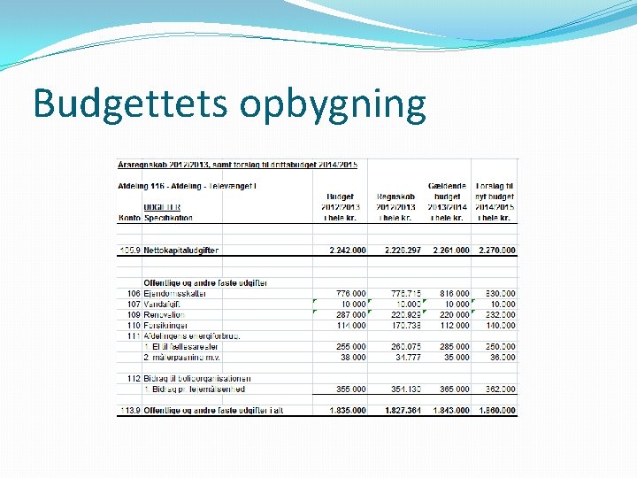 Budgettets opbygning 