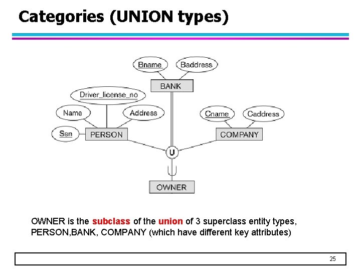 Categories (UNION types) OWNER is the subclass of the union of 3 superclass entity