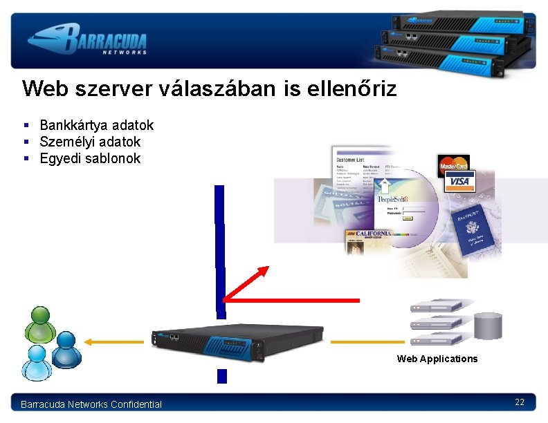 Web szerver válaszában is ellenőriz § Bankkártya adatok § Személyi adatok § Egyedi sablonok