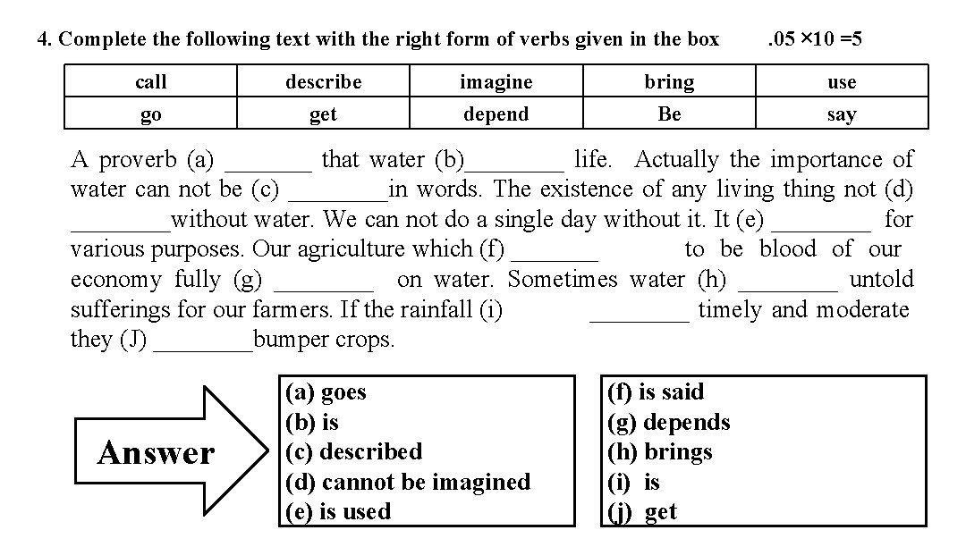 4. Complete the following text with the right form of verbs given in the