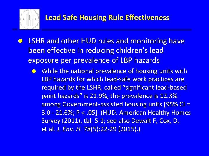 HUDs New Rule on Elevated Blood Lead Levels