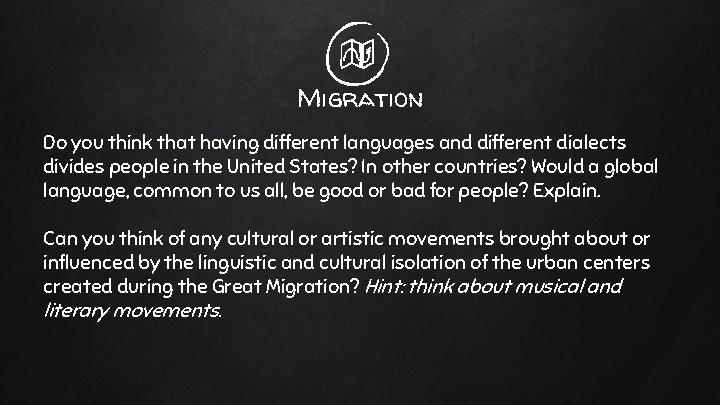 Migration Do you think that having different languages and different dialects divides people in