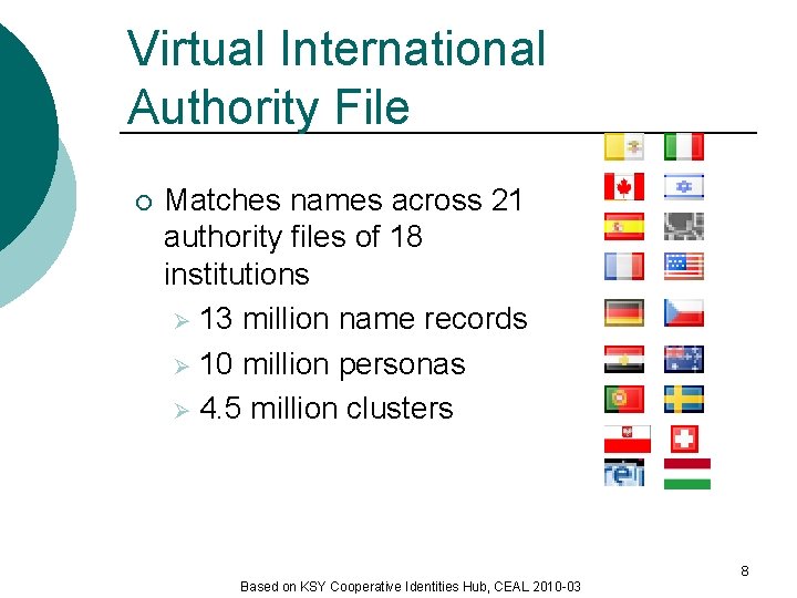 Virtual International Authority File ¡ Matches names across 21 authority files of 18 institutions