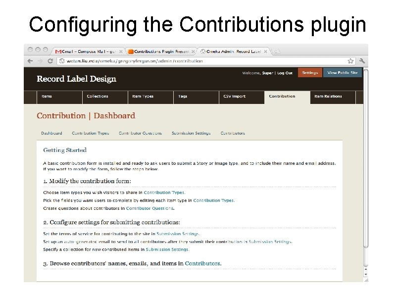 Configuring the Contributions plugin 