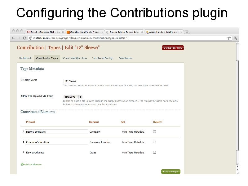 Configuring the Contributions plugin 