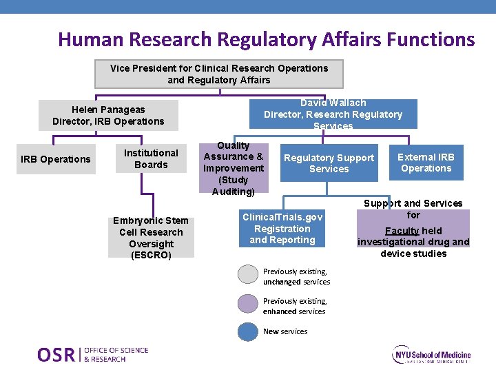 Human Research Regulatory Affairs Functions Vice President for Clinical Research Operations and Regulatory Affairs