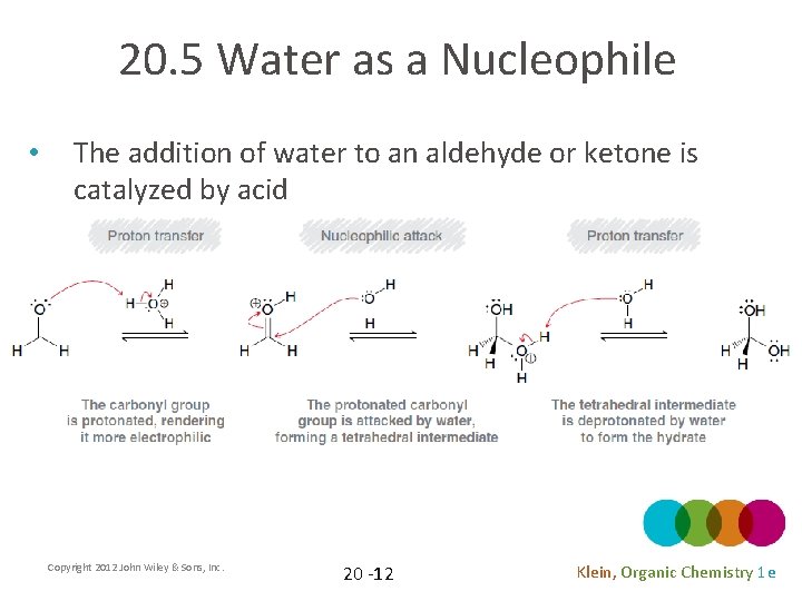 20. 5 Water as a Nucleophile • The addition of water to an aldehyde