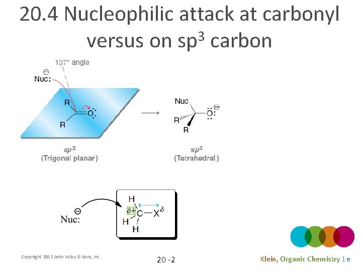 20. 4 Nucleophilic attack at carbonyl versus on sp 3 carbon Copyright 2012 John