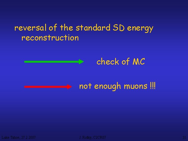 reversal of the standard SD energy reconstruction check of MC not enough muons !!!