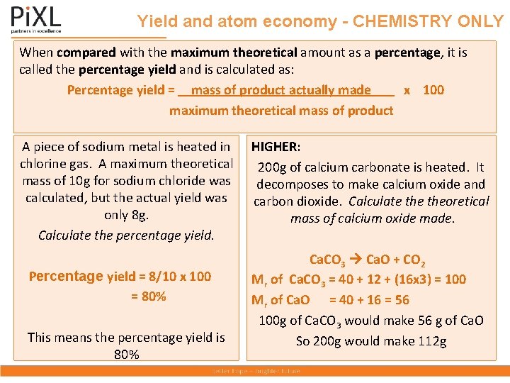 Yield and atom economy - CHEMISTRY ONLY When compared with the maximum theoretical amount