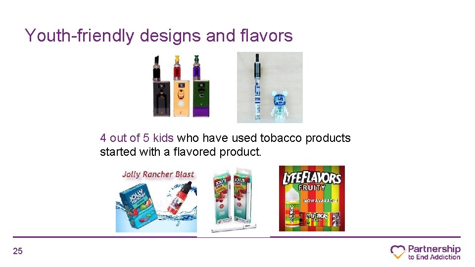 Youth-friendly designs and flavors 4 out of 5 kids who have used tobacco products