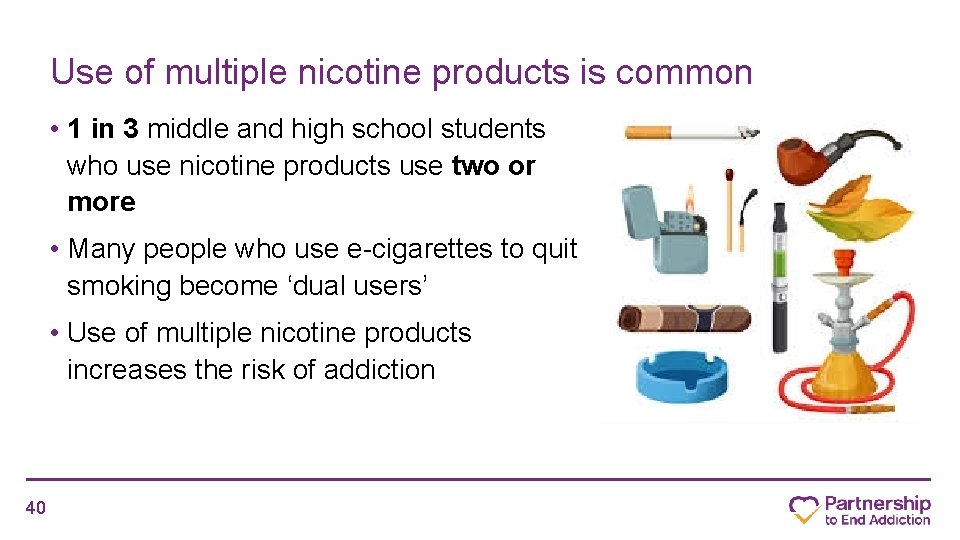 Use of multiple nicotine products is common • 1 in 3 middle and high