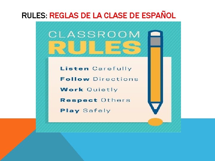 RULES: REGLAS DE LA CLASE DE ESPAÑOL 