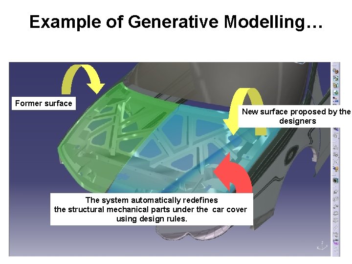 Example of Generative Modelling… Former surface New surface proposed by the designers The system Example of Generative Modelling… Former surface New surface proposed by the designers The system