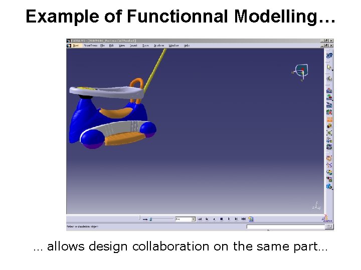 Example of Functionnal Modelling… … allows design collaboration on the same part… Example of Functionnal Modelling… … allows design collaboration on the same part…