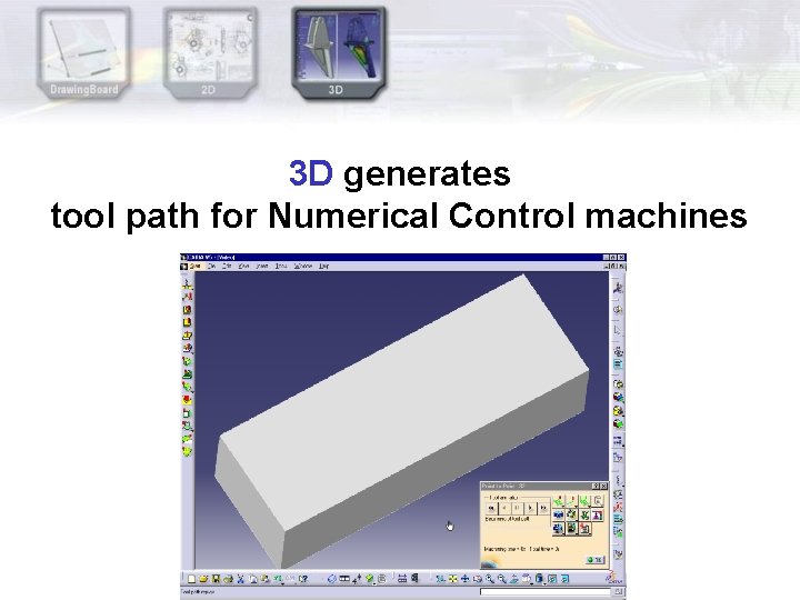 3 D generates tool path for Numerical Control machines 3 D generates tool path for Numerical Control machines