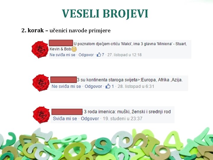 VESELI BROJEVI 2. korak – učenici navode primjere 