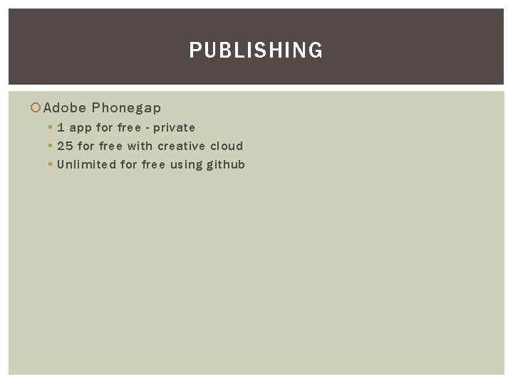 PUBLISHING Adobe Phonegap § 1 app for free - private § 25 for free