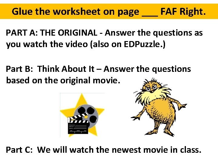 Glue the worksheet on page ___ FAF Right. PART A: THE ORIGINAL - Answer