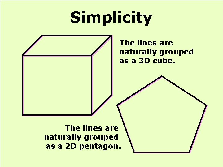 Simplicity The lines are naturally grouped as a 3 D cube. The lines are