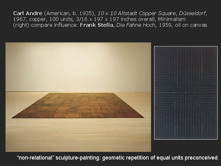 Carl Andre (American, b. 1935), 10 x 10 Altstadt Copper Square, Düsseldorf, 1967, copper,