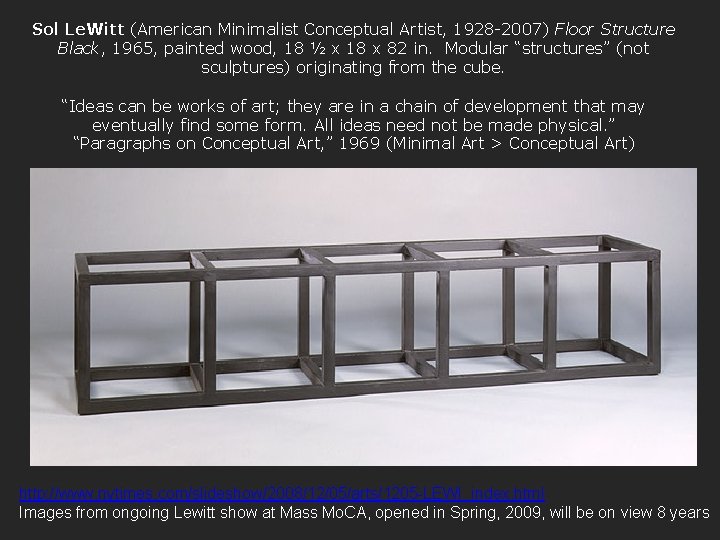 Sol Le. Witt (American Minimalist Conceptual Artist, 1928 -2007) Floor Structure Black, 1965, painted