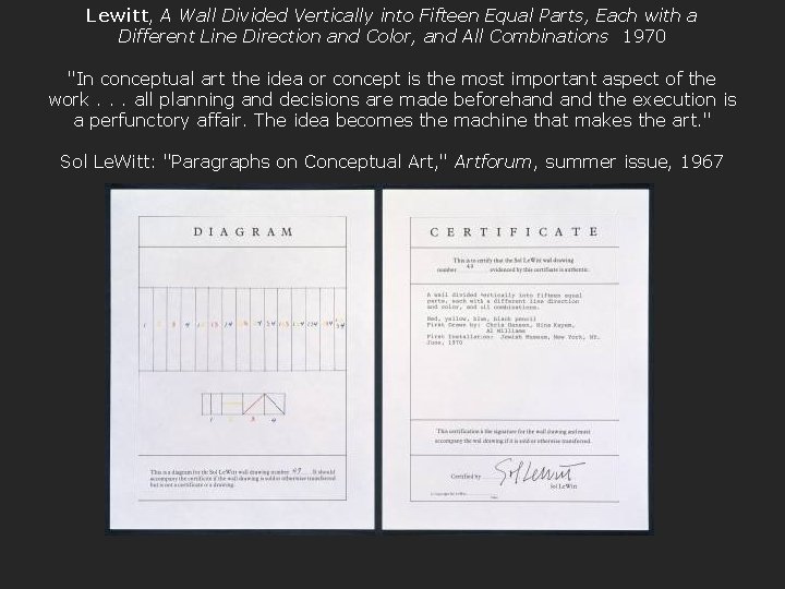 Lewitt, A Wall Divided Vertically into Fifteen Equal Parts, Each with a Different Line