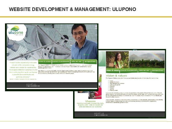 WEBSITE DEVELOPMENT & MANAGEMENT: ULUPONO 