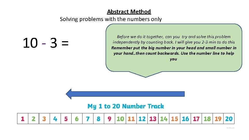 Abstract Method Solving problems with the numbers only 10 - 3 = Before we