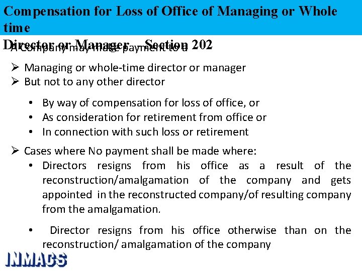 Compensation for Loss of Office of Managing or Whole time Director ormay Manager -
