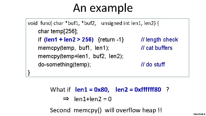 An example void func( char *buf 1, *buf 2, unsigned int len 1, len