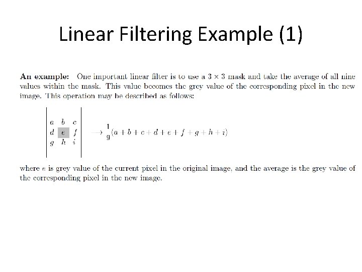 Linear Filtering Example (1) 